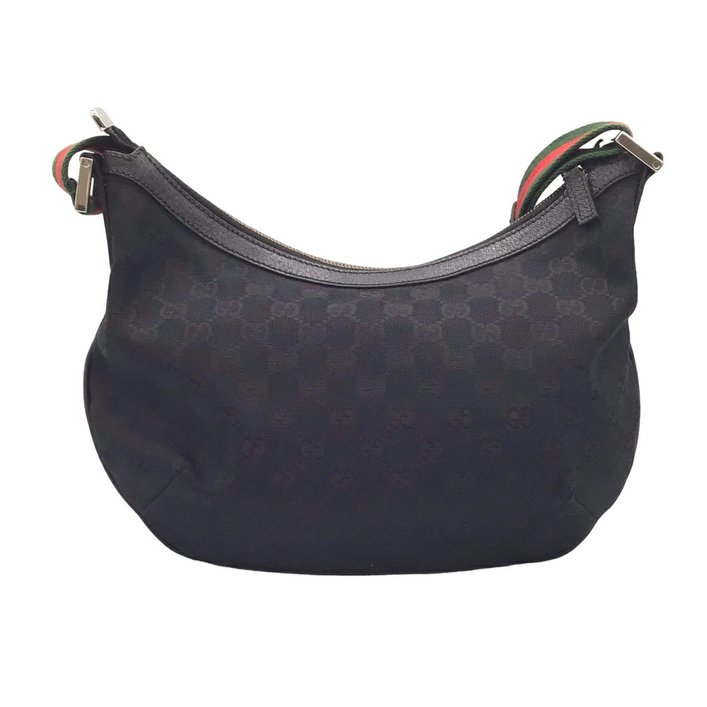 GUCCI GG Canvas Sherry Shoulder Bag Black Navy Blue Crossbody
